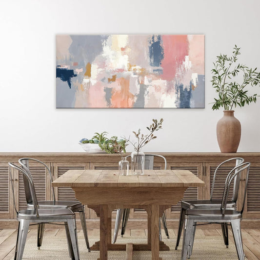 Abstract Pink And Gray Wall Art Decor Modern Artwork Decorations Canvas Prints Pictures Minimalist Wall Art For Bedroom Living Room Kitchen Bathroom 24x48 Inch Home Wall Decor