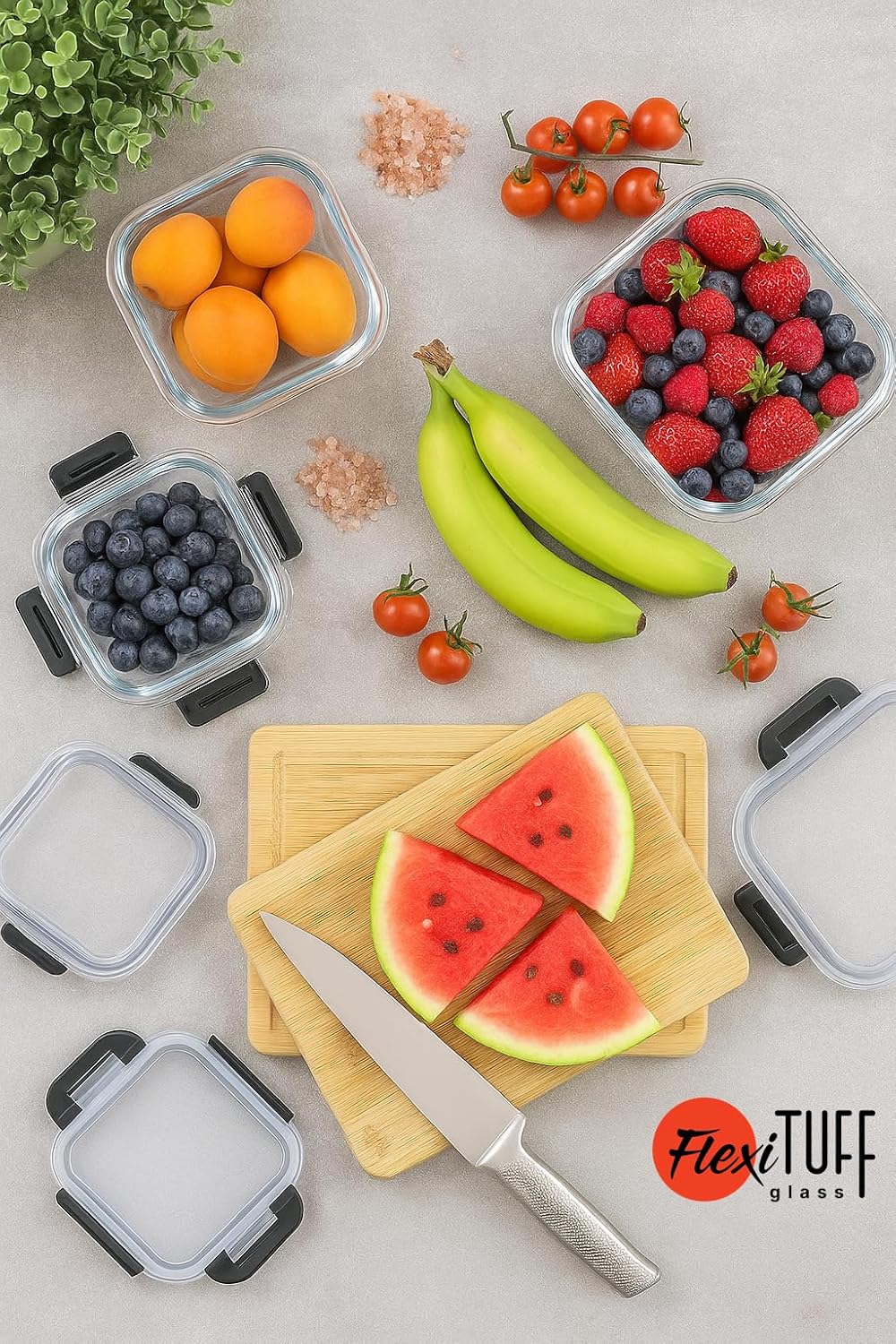 24pcs Set Food Storage Containers (12 Airtight & 12 Lids) | Glass Meal Prep Containers | Lunch Box | BPA Free, Leakproof Lids, Dishwasher, Microwave & Freezer Safe for Kitchen