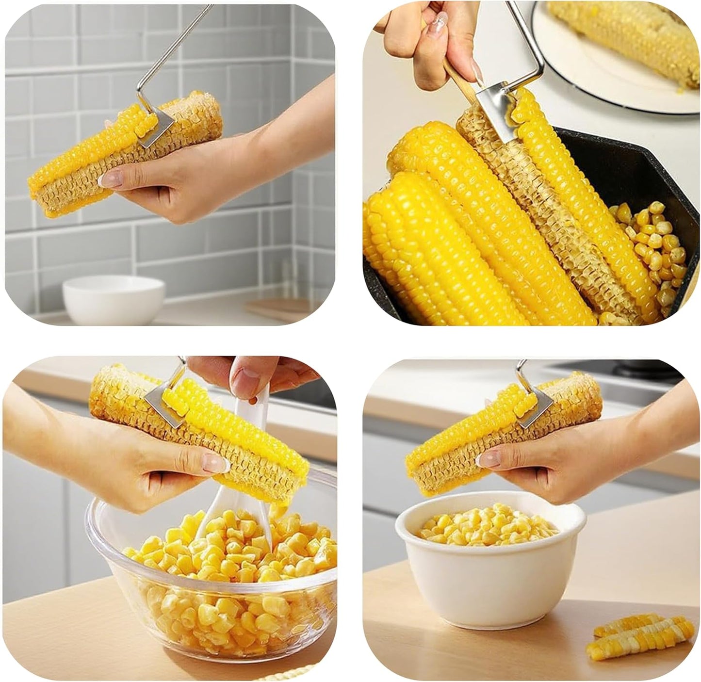 Corn Peeler for Corn On the Cob, New Long-Handled Stainless Steel Corn Peeler, Corn Peeling Tool, Corn Cutter, Suitable for Kitchen and Outdoor Dining