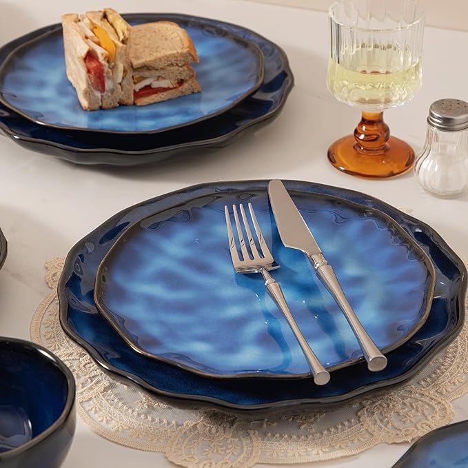 Dinnerware sets plates and bowls sets modern plates,Ceramic Dinnerware Sets,12 Pieces Porcelain Lightweight Plates,Scratch Resistant Dish Set (style - 4, 4 - Set (12pcs))