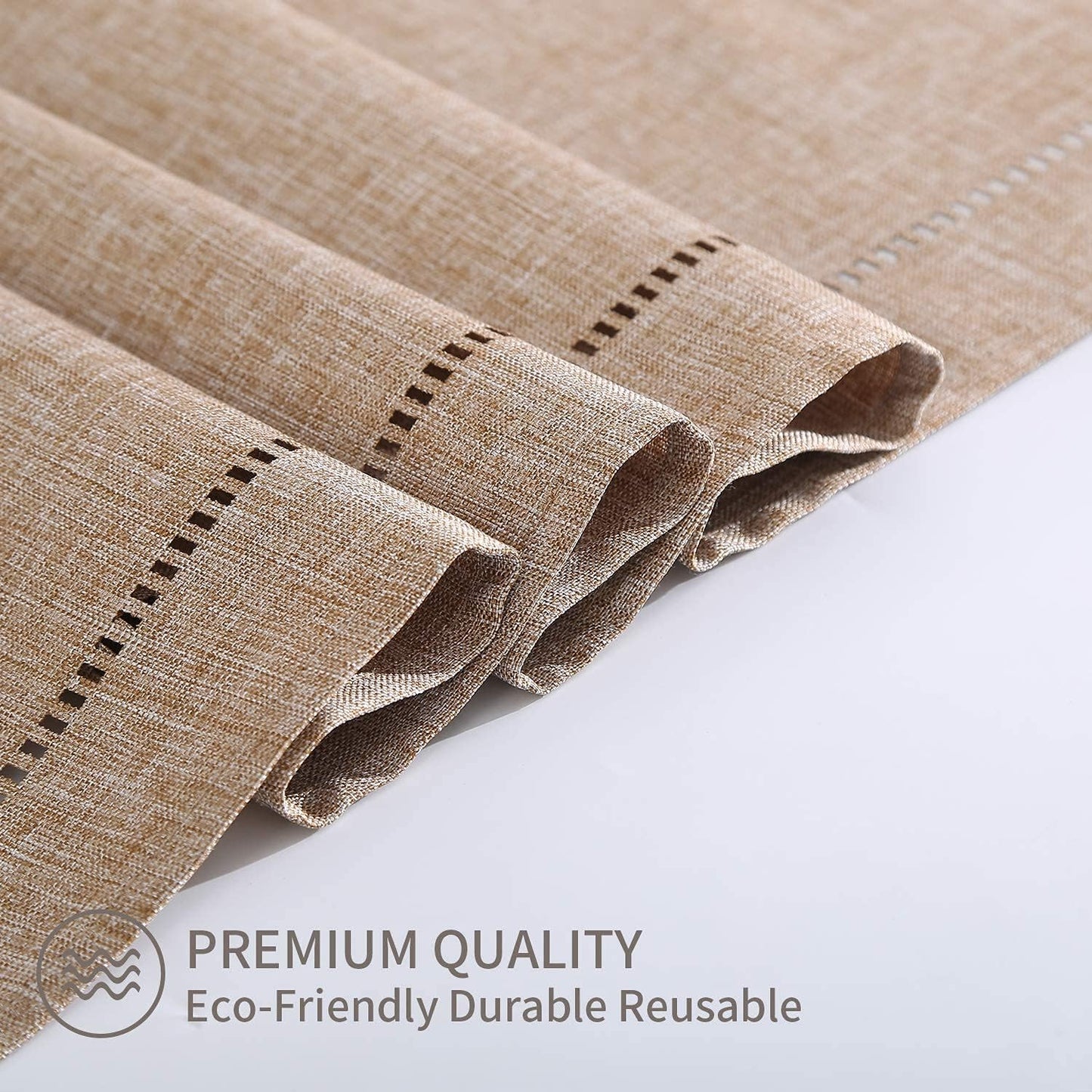 Tosewever Decorative Linen Table Runner Farmhouse Style Tabletop Collection 14 x 72 Inches Table Runners for Everyday Dining Wedding Party Holiday Home Decor (14" x 72", Light Coffee/Straight)