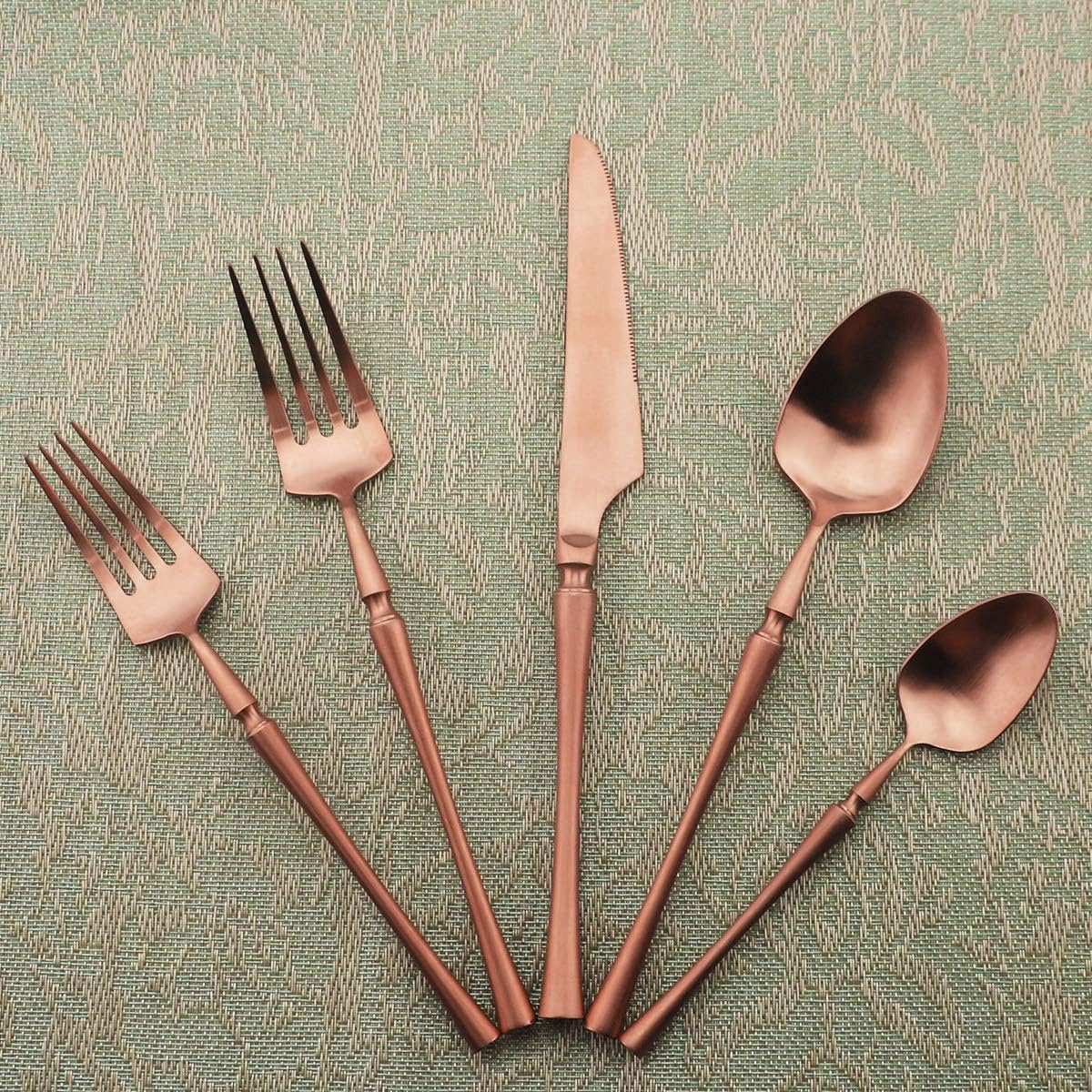 Gugrida Unique Flatware Set - 20 Piece Iridescent Silverware Sets | 18/10 Stainless Steel Reusable Cutlery Set | Luxury Rose Gold Utensils Service For 4 with Dessert Fork, Knife, Spoon, Dinner Fork