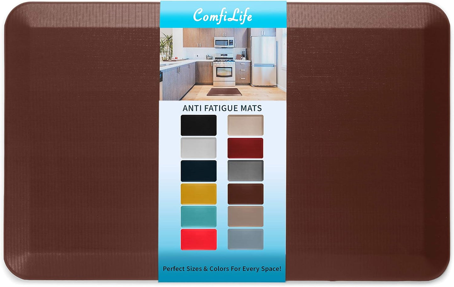 ComfiLife Anti Fatigue Floor Mat – 3/4 Inch Thick Kitchen Mats for Floor, Standing Desk Mat, Kitchen Rug – Comfort at Home, Office – Durable – Stain Resistant – Non-Slip Bottom (20" x 32", Brown)