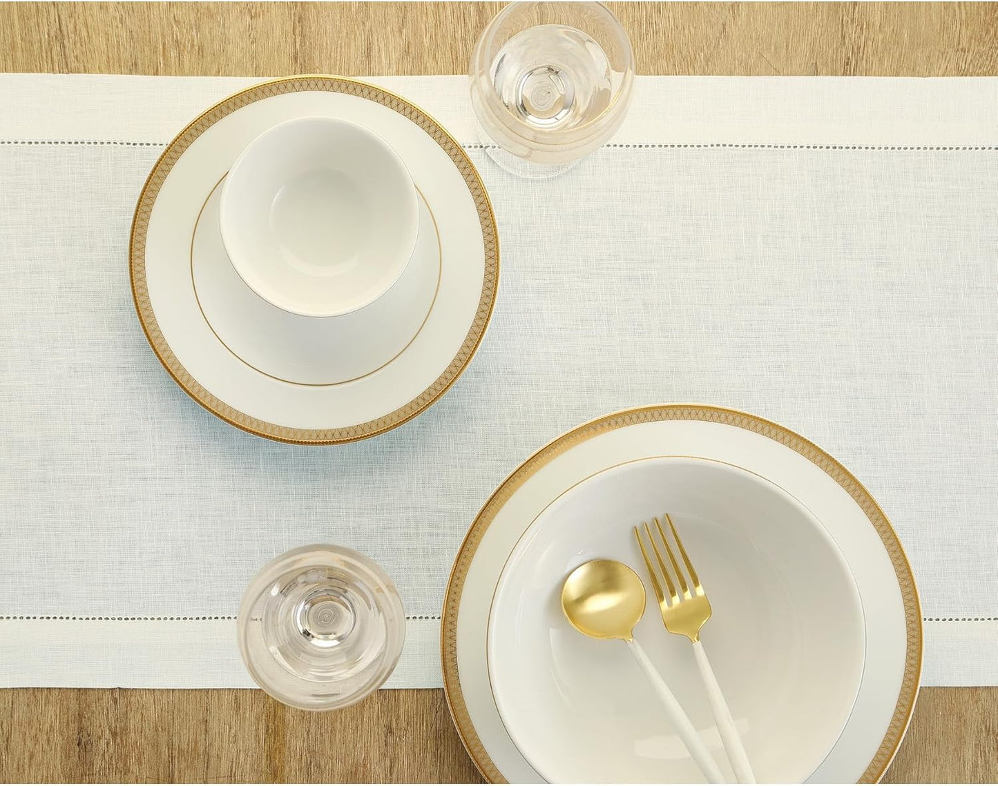 Solino Home Linen Ivory Table Runner 108 Inches Long - 100% Pure Linen 14 x 108 Inch Table Runner for Fall, Autumn, Thanksgiving, Christmas - Classic Hemstitch