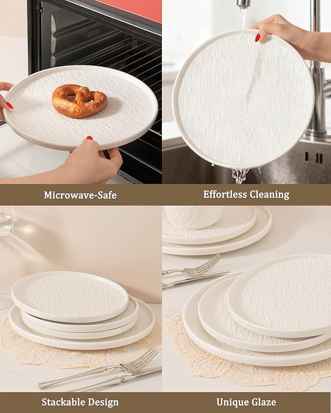 Dinnerware sets plates and bowls sets modern plates stoneware dinnerware set Plates and Bowls Set for 4, 12 Pieces Dishes,Microwave and Dishwasher Safe Tableware (style - 2, 4 - Set (12pcs))