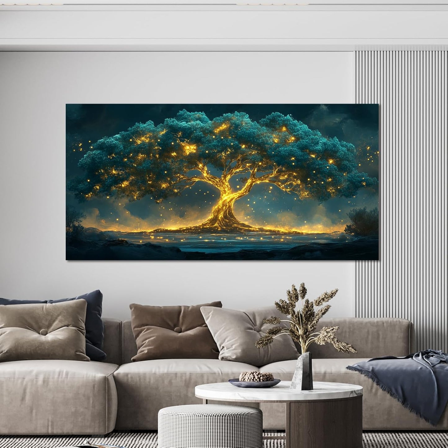 Canvas Wall Art Decor Artwork for Walls Green Wall Art Decor Tree of Life Wall Art for Living Room Wall Art Paintings Prints Gold Tree Wall Decor Art Art Work for Room Home Office Wall Decor 24" X 48"