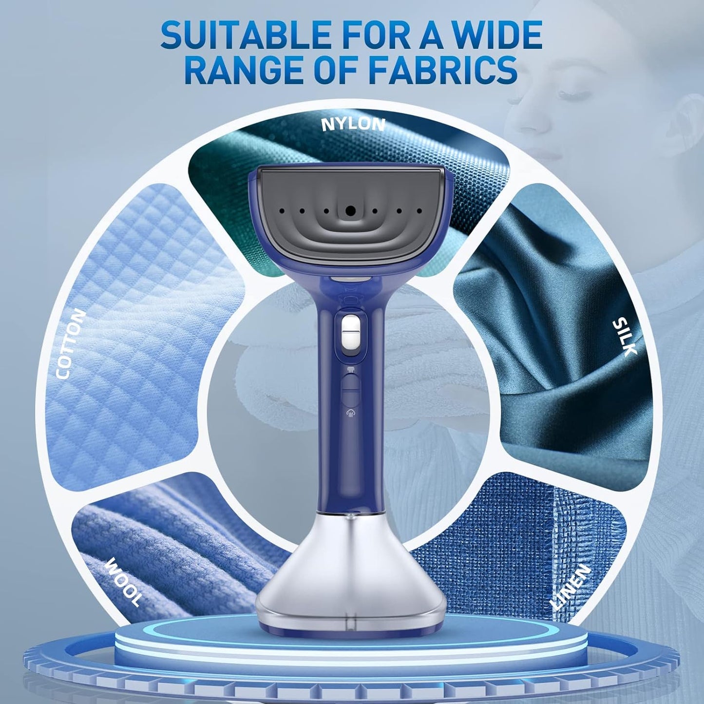 Steamer for Clothes - 1800W Powerful Steam, 2 Modes for Wet and Dry Ironing, 20-Second Fast Heat-up,Detachable Water Tank with Heat-Resistant Gloves -Removing Wrinkles.Only for 120V Countries.Blue