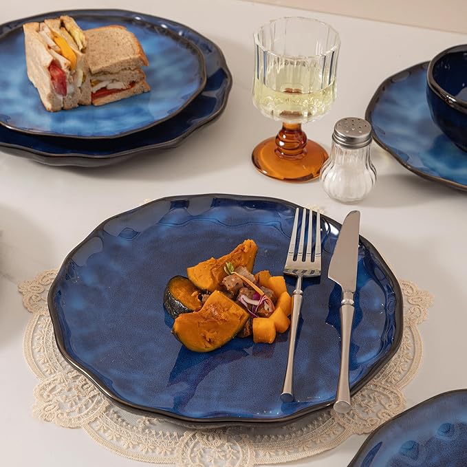 Dinnerware sets plates and bowls sets modern plates,Ceramic Dinnerware Sets,12 Pieces Porcelain Lightweight Plates,Scratch Resistant Dish Set (style - 4, 4 - Set (12pcs))