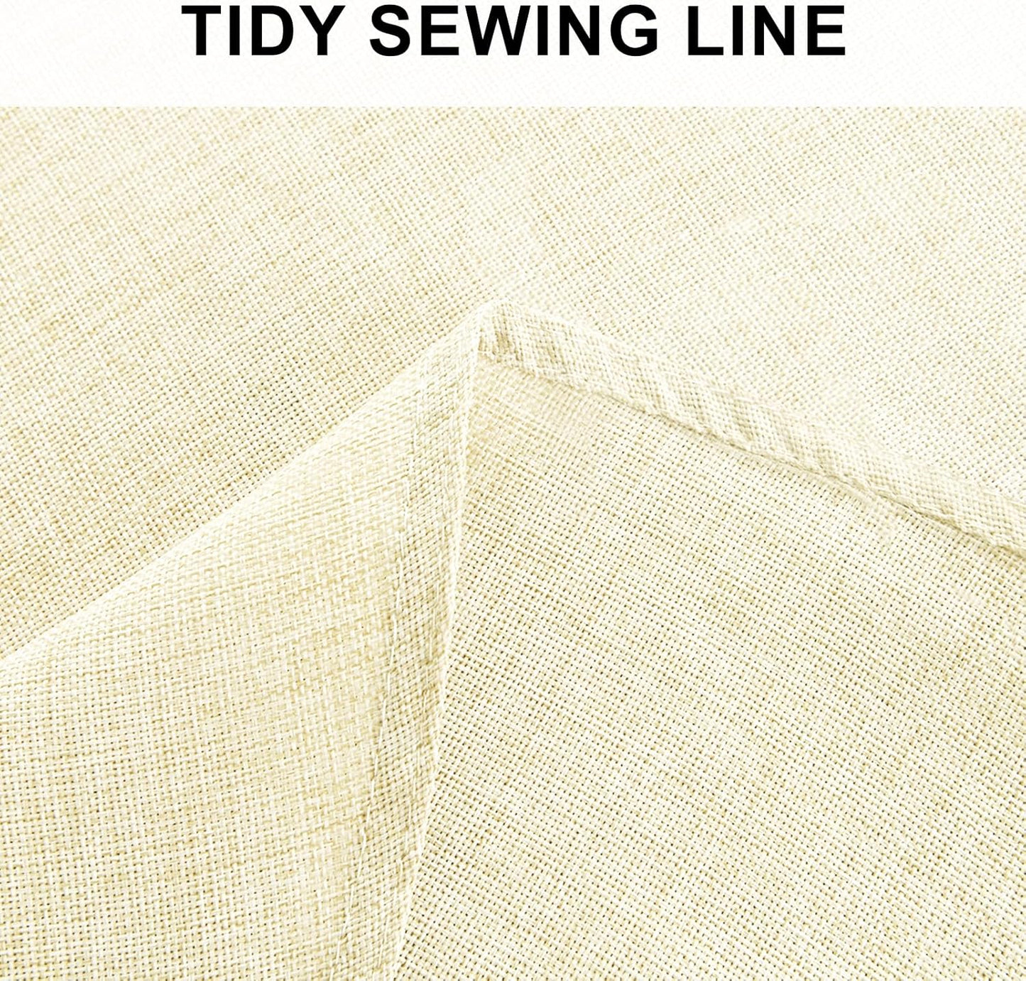 Hiasan Round Linen Tablecloth 60 Inch - Wrinkle and Stain Resistant Washable Polyester Fabric Table Cloth for Dining Room Kitchen Party, Champagne