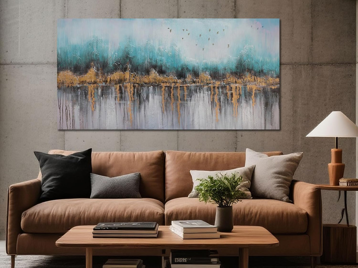 Ardemy Abstract Canvas Wall Art for Living Room Extra Large Teal Pictures Wall Decor Paintings Bedroom Textured Artwork Wall Art for Men Kitchen Dining Room Home Office, 40"x20"