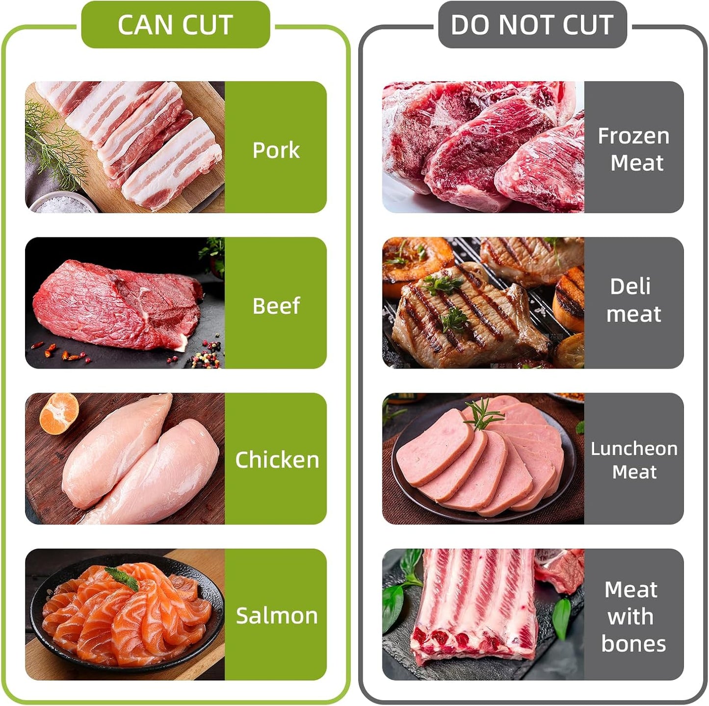 Fresh Meat Slicer, Thickness Adjustable Stainless Steel Kitchen Cleaver Knife Set With Block, Manual Fresh Meat Cutter Jerky Slicer For Beef Pork, Cooking BBQ Hot Pot (Gray) (Gray)