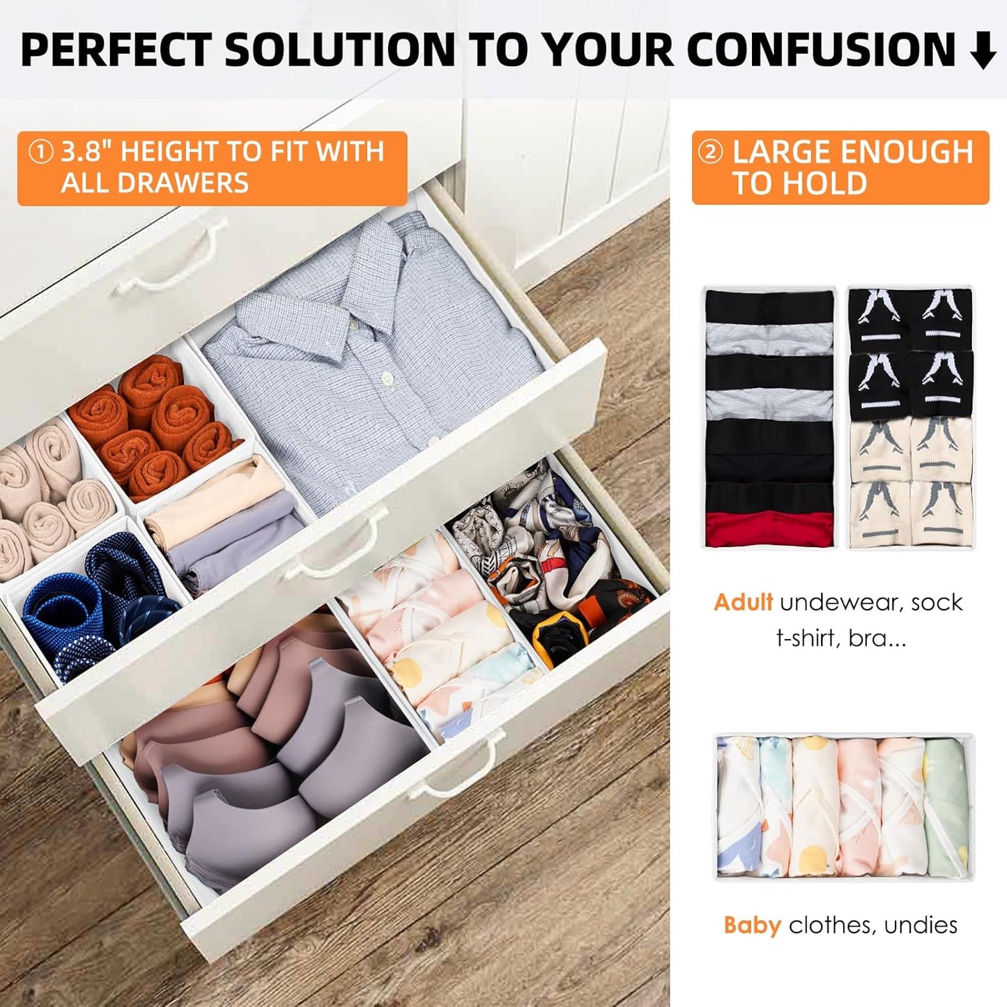 【FAMILY PACK】Drawer Organizer Clothes, 20 Pack Dresser Organizer Bins for Baby Clothes - Underwear Bra Sock Organizer - Fabric Closet Organization and Storage Dividers for Nursery Bedroom Dorm