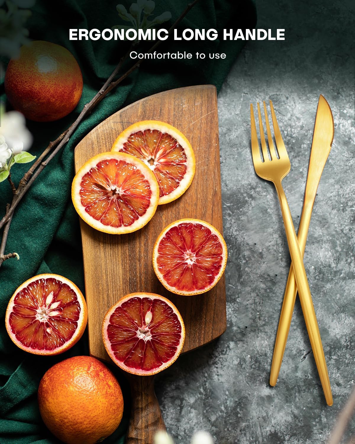 EUIRIO 30-Piece Silverware Set for 6, Stainless Steel Flatware Set Matte Gold, Modern Brushed Thick Cutlery Set with Spoons Forks and Knives, Utensil Sets for Home Kitchen Hotel, Dishwasher Safe