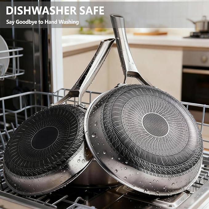 Bonnlo 11 Pieces Cookware Set, 3-Ply Stainless Steel Pots and Pans Set with Lids, Non-Toxic Kitchen Set, Oven & Dishwasher Safe, Induction Cooking Set, PFOA & PTFE Free (10 Nonstick Set)