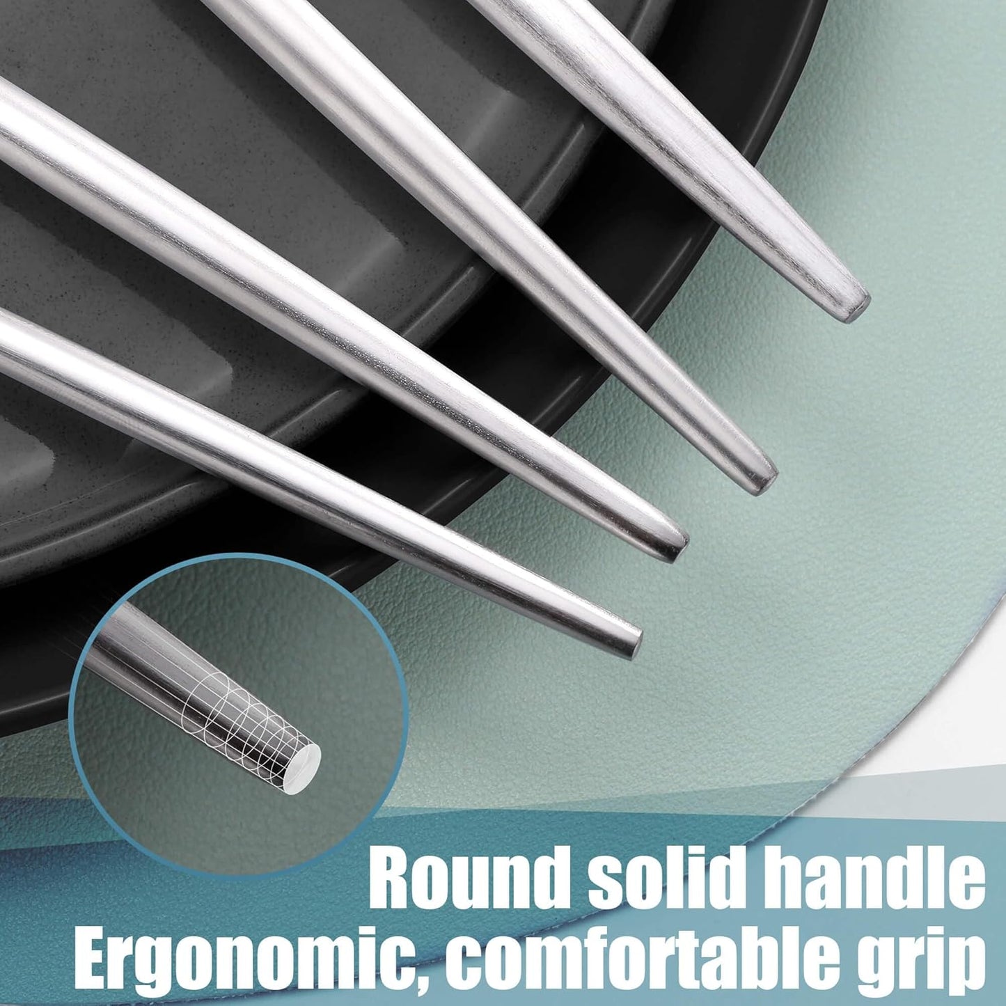 Lemeya Matte Silverware Set for 8,Modern Stainless Steel Brushed Cutlery Set,40-Pieces Heavy Duty Flatware Set,Knives Spoons and Forks Set Utensils Set, Satin Finish, Dishwasher Safe