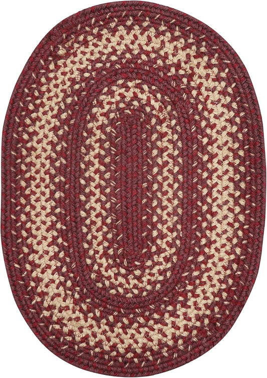 Autumn Maple Jute Braided Placemats Set of 4-13x19, Oval, Burgundy & Tan - Vibrant Colors, Durable, Easy to Clean and Protects Furniture