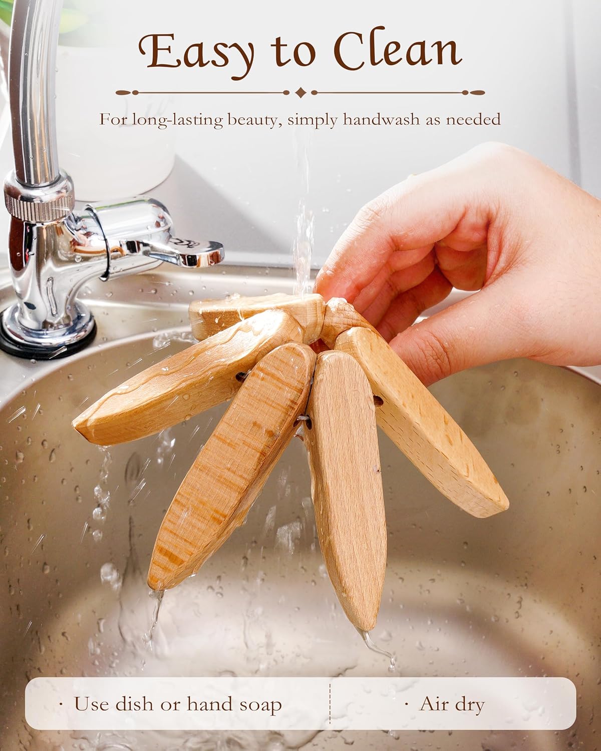 Tree-Shaped Placemats, Foldable Heat Resistant Anti-Stain Wood Trivet for Hot Dishes Pans, All-in-1 Set, 3PCS Easy-Cleaning Walnut Wood + Stand Coasters