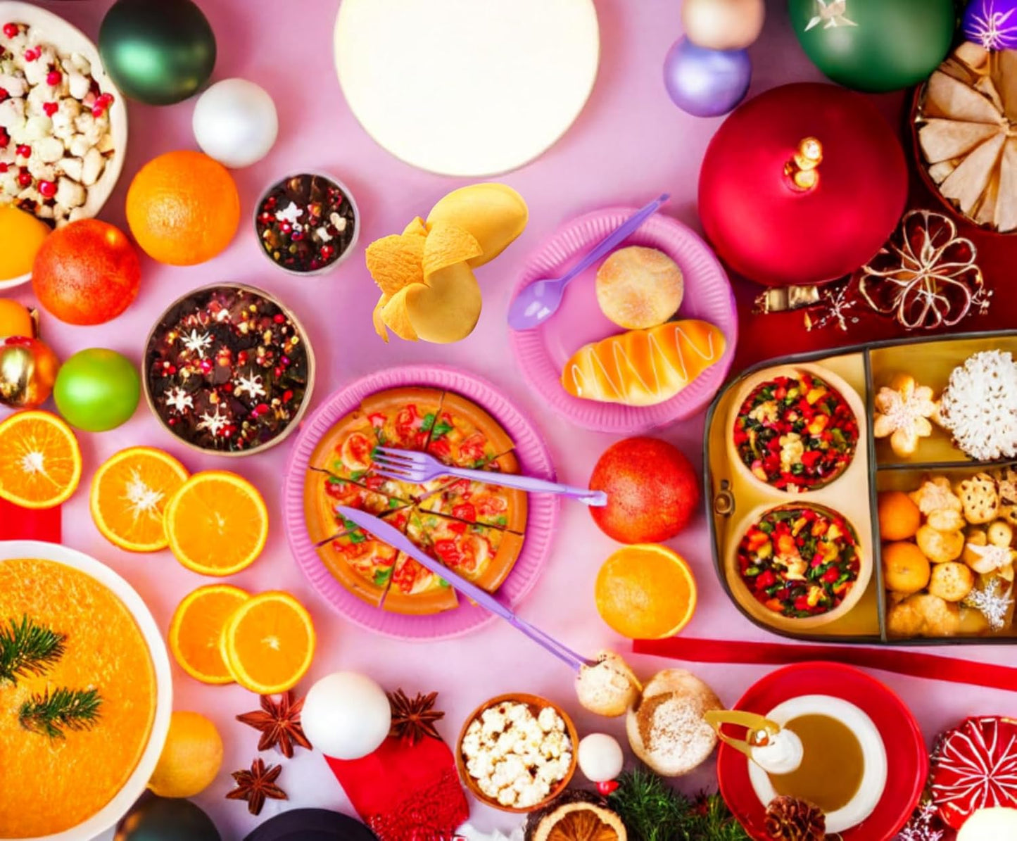 210pcs Thanksgiving Light Purple Paper Plates Disposable Tableware Party Supplies- Includes 9" Dinner Plates, 7" Dessert Plates, 9oz Paper Cups, Napkins, Plastic Forks, Knives And Spoons