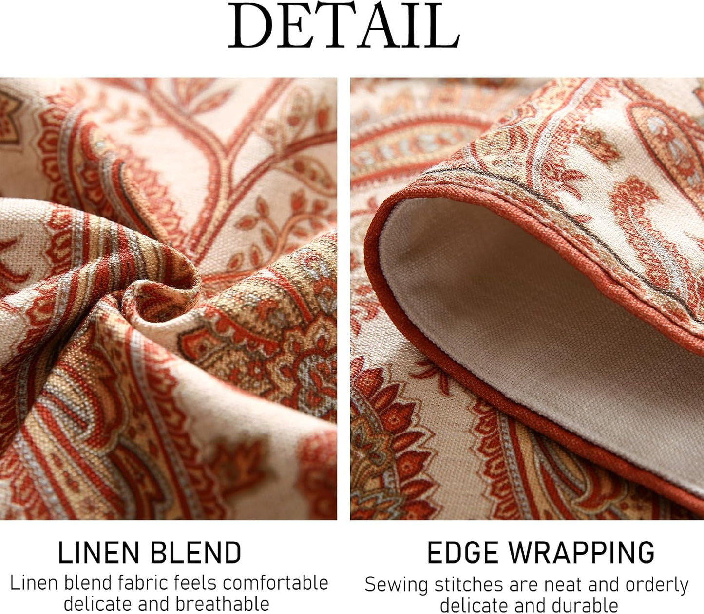 ISAENNE Designer Elegant Red Linen Table Runner 102 Inches Long,Vintage Paisley Pattern Durable Table Runners for Dining Tables,Thanksgiving,Kitchen Tables,Christmas,12"*102"-Chauffrey A