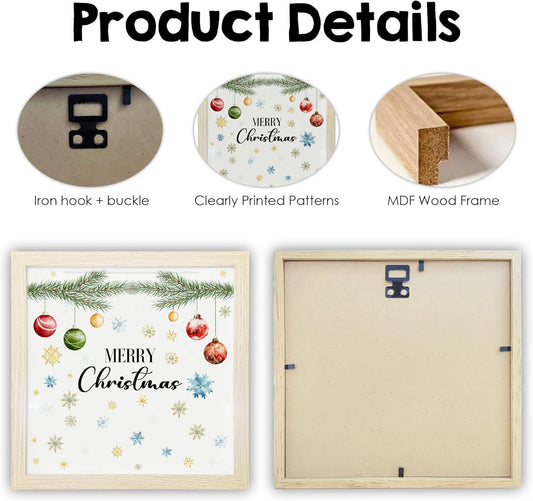 8''x8'' Christmas Shadow Box - Christmas Ball & Snowflake Holiday Memory Box With Slot - Keepsake Photos & Cards Boxes For Family Friends Pet Lovers - Xmas Display Cases Memorial Decor & Supplies -A12