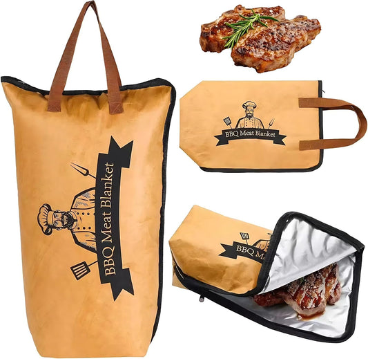 BBQ Blanket for Resting Meat,Insulated Smoker Meat Resting Blanket,Reusable Smoker Grilling Meat Insulated Resting Bag with Wide Mouth,BBQ Accessories for Large Brisket/Beef/Pork Shoulders