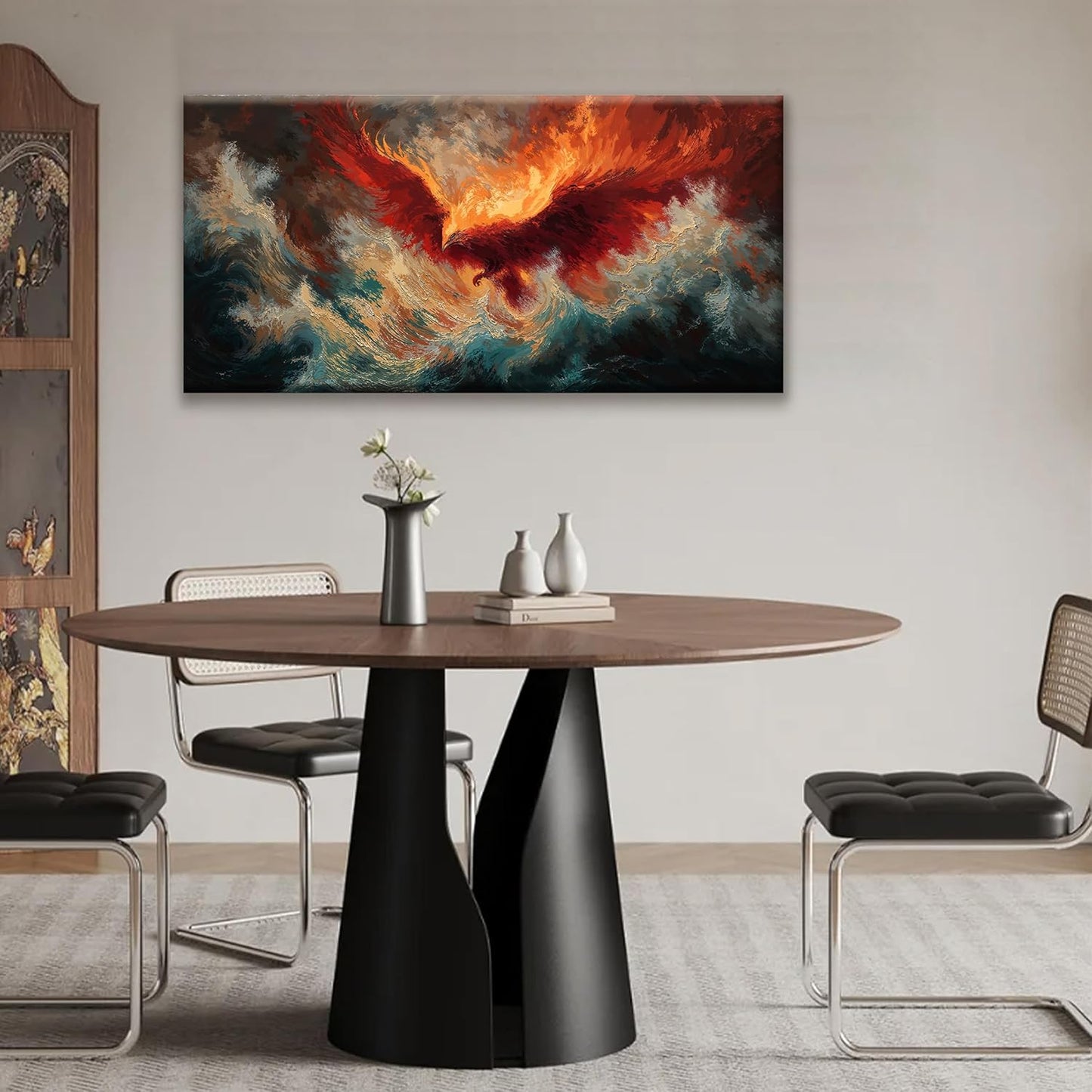 Abstract Wall Art Decor Red Retro Fire Phoenix Modern Artwork For Walls Ready To Hang Room Wall Decor For Bedroom Living Room Kitchen Office Canvas Prints 20x40 Inch