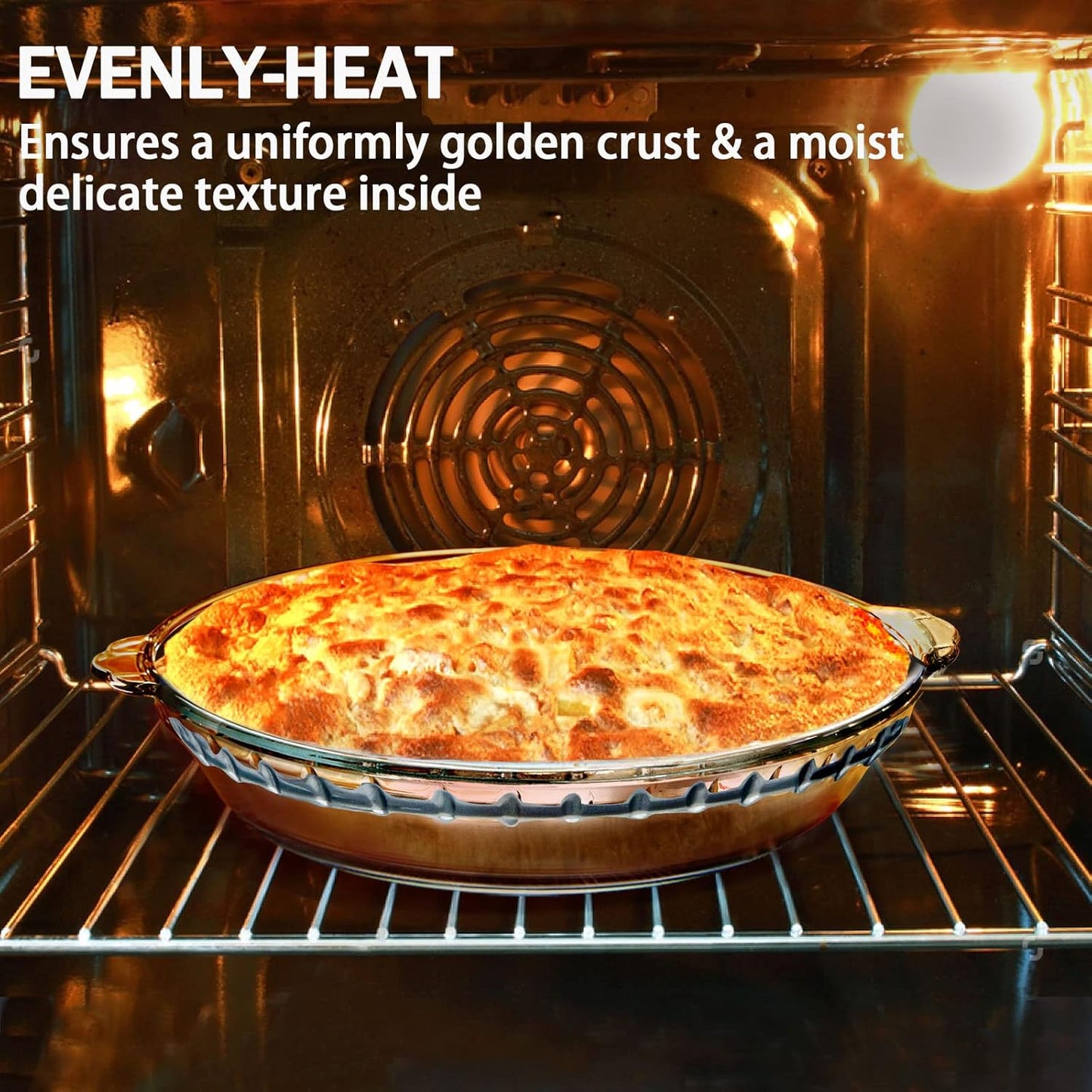 ZYER Glass Pie Plate Round Glass Pie Pan for Baking Pie Baking Pan 47oz Pie Dish, 9.5 Inch