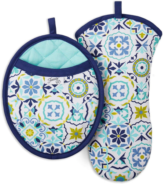 Fiesta Worn Tiles Oven Mitt & Pot Holder Set, Multi-Colored