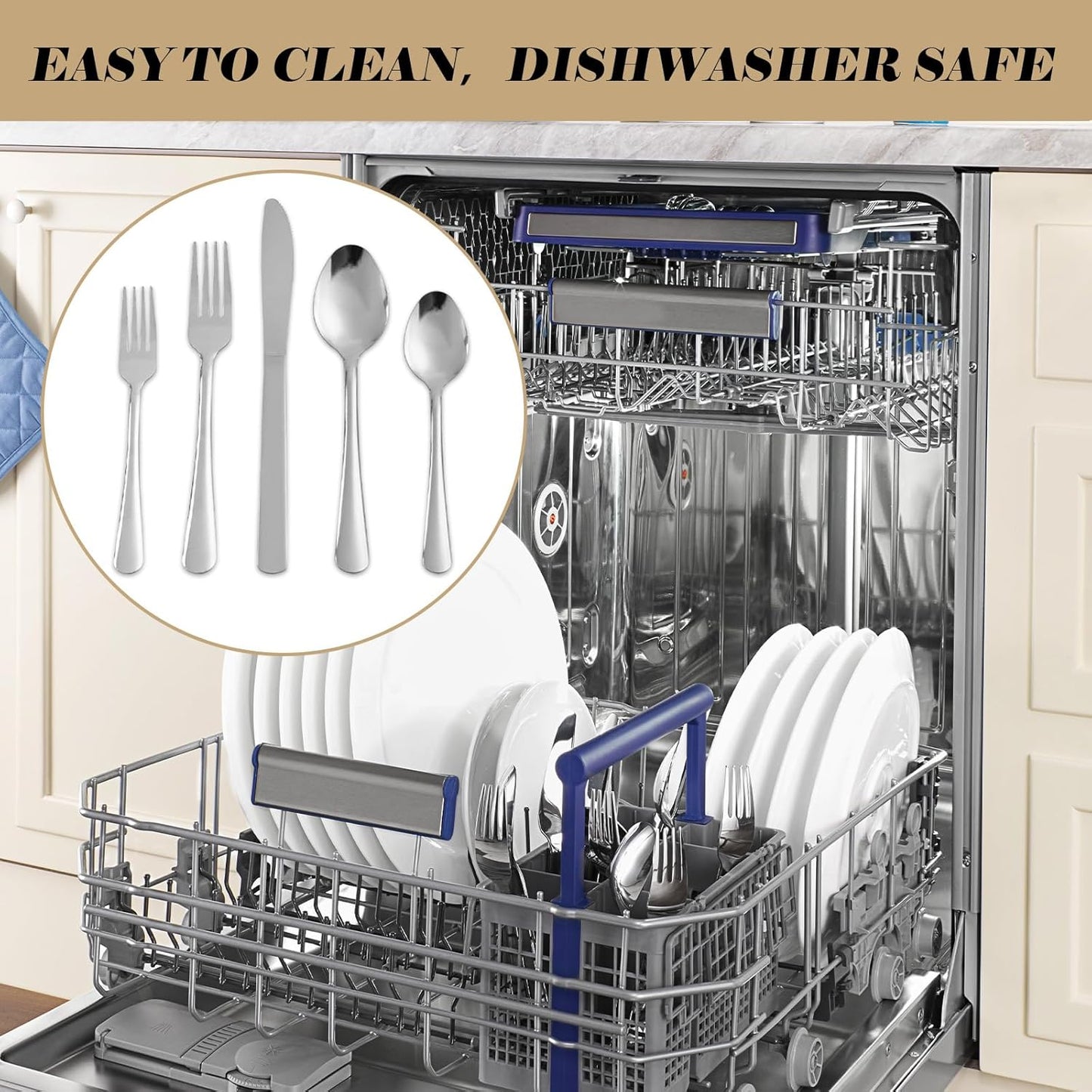 60 PCS Silverware Set - Windsor Stainless Steel Silverware Set for 12 Kitchen Flatware Set Cutlery Set For Home Restaurant Hotel, Kitchen Dishwasher Safe & Mirror Polished Utensils Set