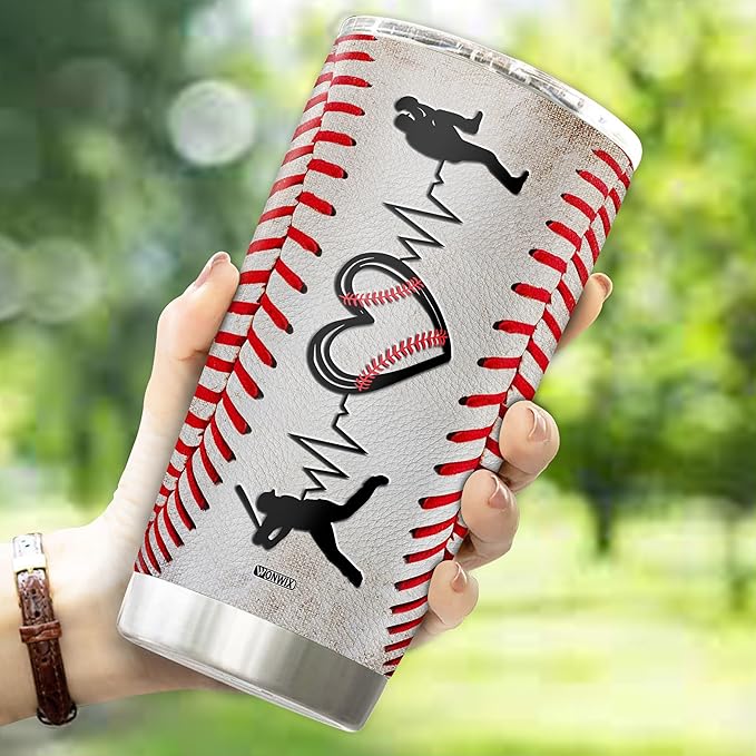 Personalized Baseball Tumbler Gifts 20oz Travel Cup Coffee Mug Stainless Steel Insulated with Lid Gift for Men Women Sports Lovers Baseball Fan Players Coach