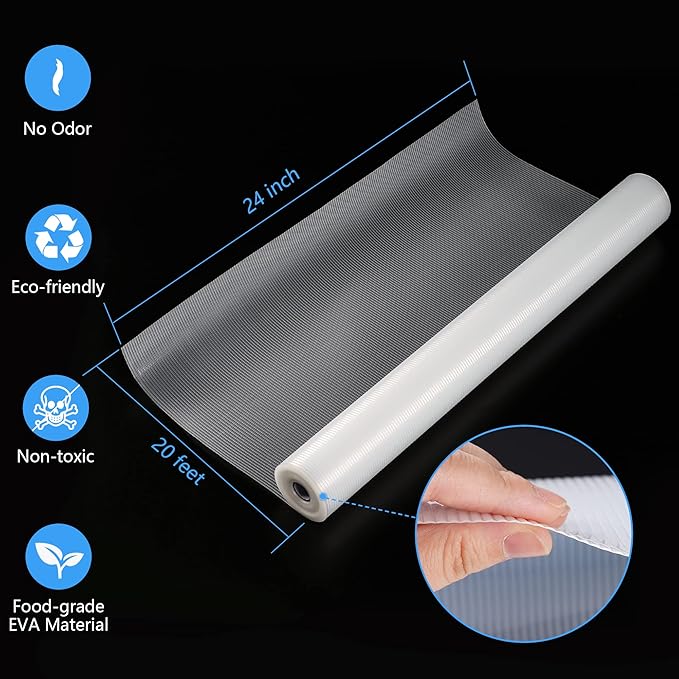 Shelf Liner, Non-Adhesive Drawer Liner, Food-Grade Material for Kitchen Cabinets, Fridge, Pantry - Non-Slip Cupboard and Bathroom Shelves Liner