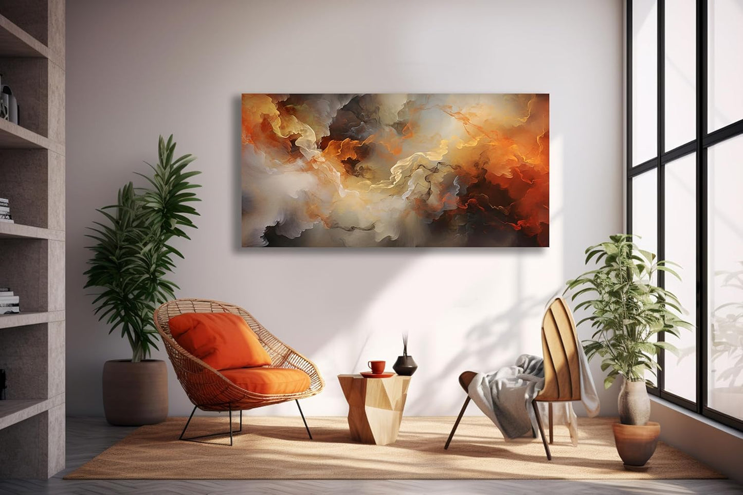 VHMING Abstract Wall Art Home Decor Orange Artwork Wall Art Prints Canvas Painting Wall Decor for Living Room Bedroom Office Decoration 29"x58"