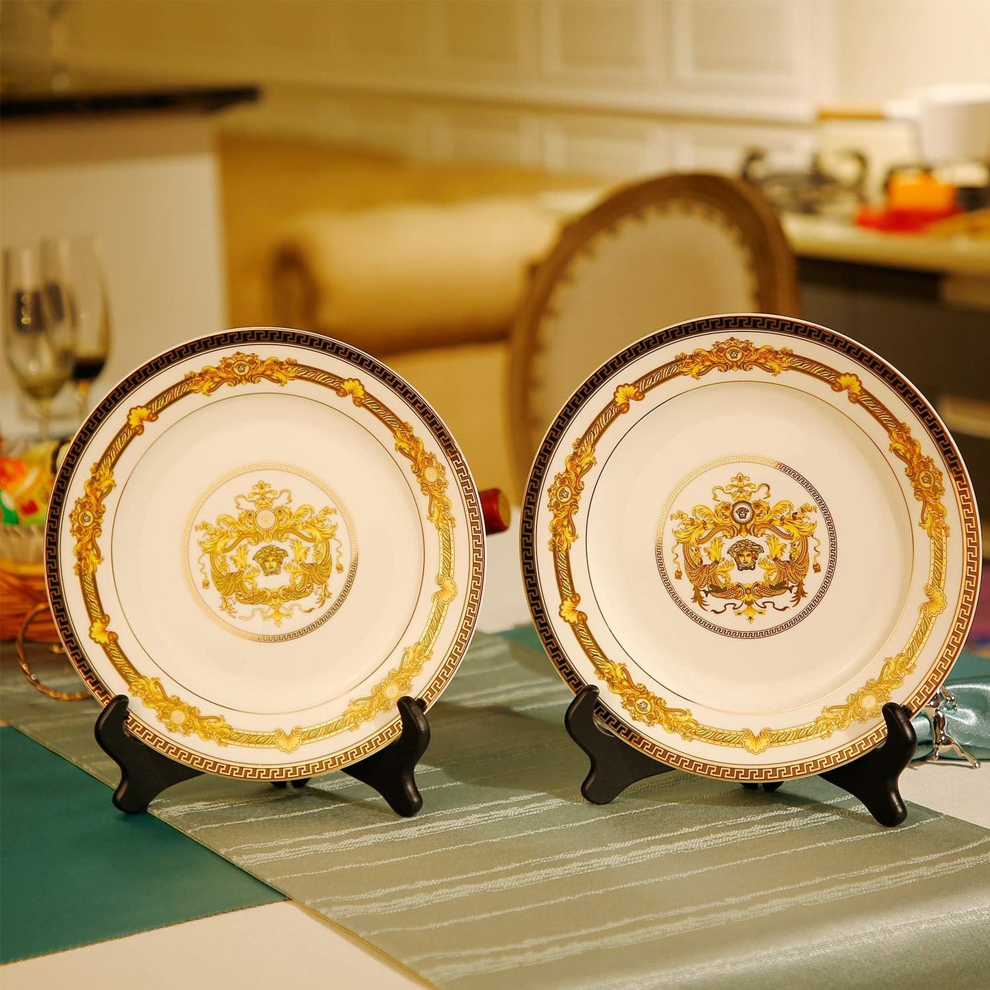 Tatuo 2 Packs Wooden Plate Stands for Display, Plate Holder Display Stand, Picture Frame Stand Easels, Tabletop Art Holder, Book Dish Decorative