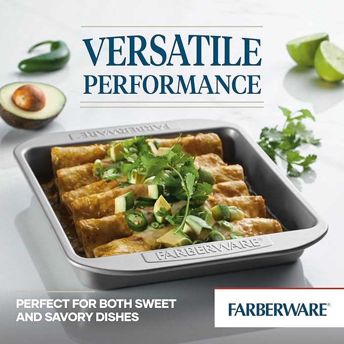 Farberware Nonstick Bakeware 9-Inch Square Cake Pan, Gray