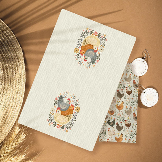 Farmhouse Chicken Rooster Kitchen Towels, Chicken Dish Towels, Rooster Decor Hand Towel for Bathroom Kitchen Decor, Cock Mom Lady Gifts,16x24 Inch Set of 2