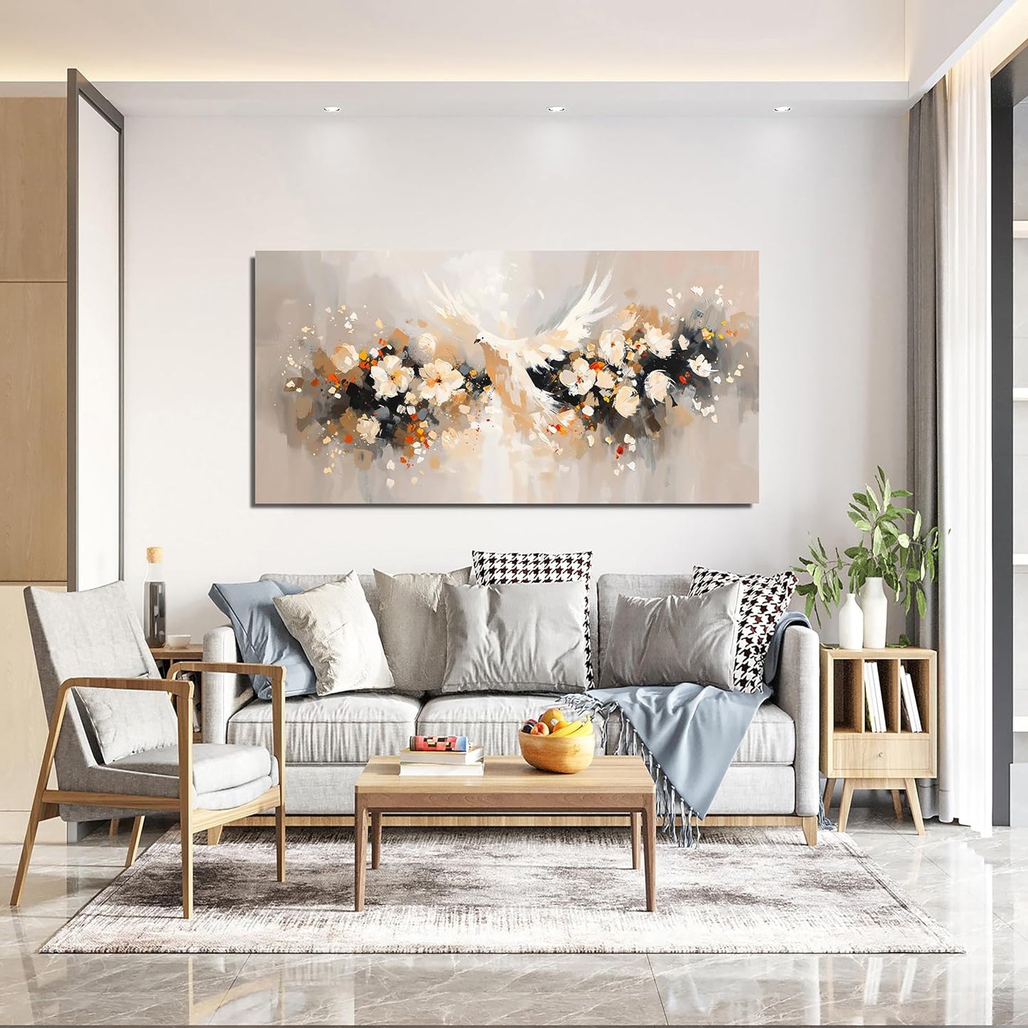 Canvas Wall Art Decor Wall Art Pictures for Living Room Colorful Flowers Wall Art Prints Artwork for Walls Dove of Peace Wall Art Decorations Art Work for Wall Decor Bedroom Office Decor 20" X 40"