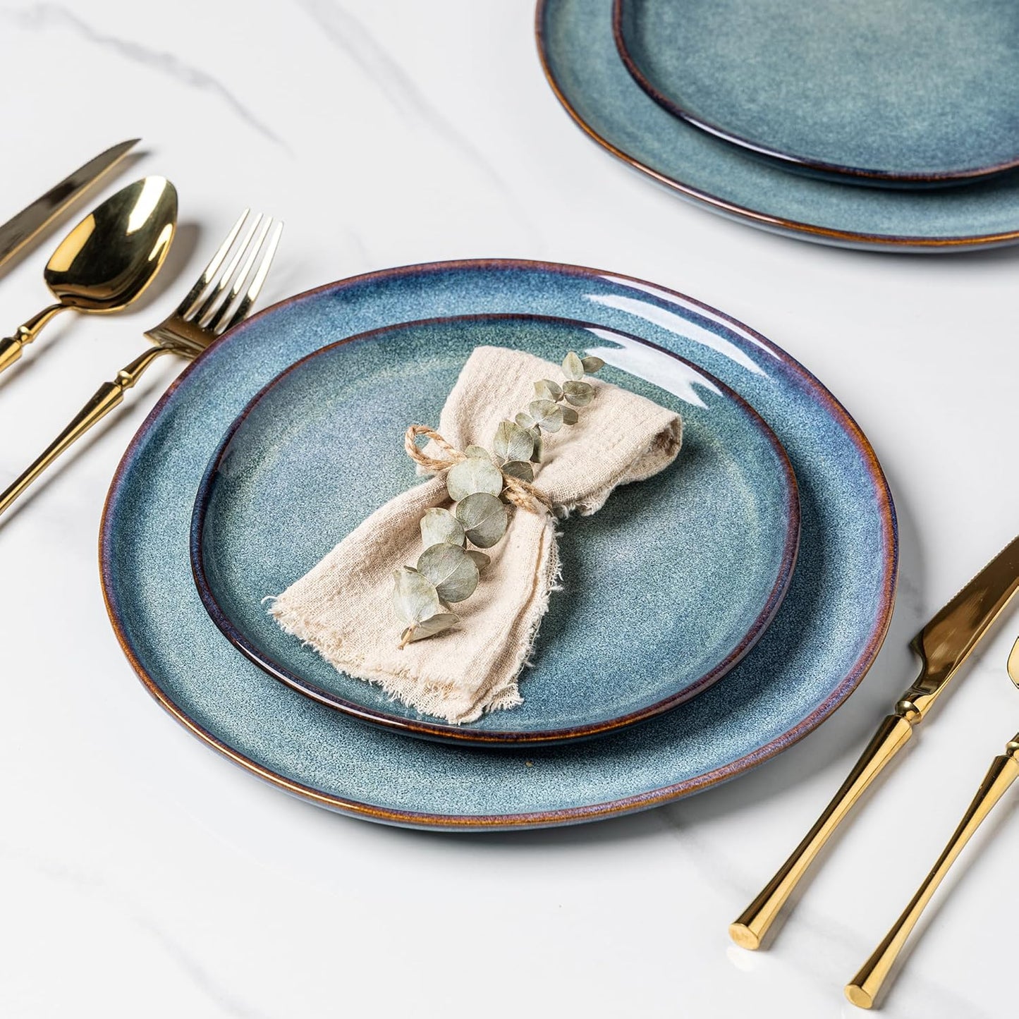 AmorArc Ceramic Plates Set of 6, 8.5 Inch Handmade Reactive Glaze Stoneware Plates set for Dessert, Salad, Appetizer,Dinner, Microwave & Dishwasher Safe, Scratch Resistant