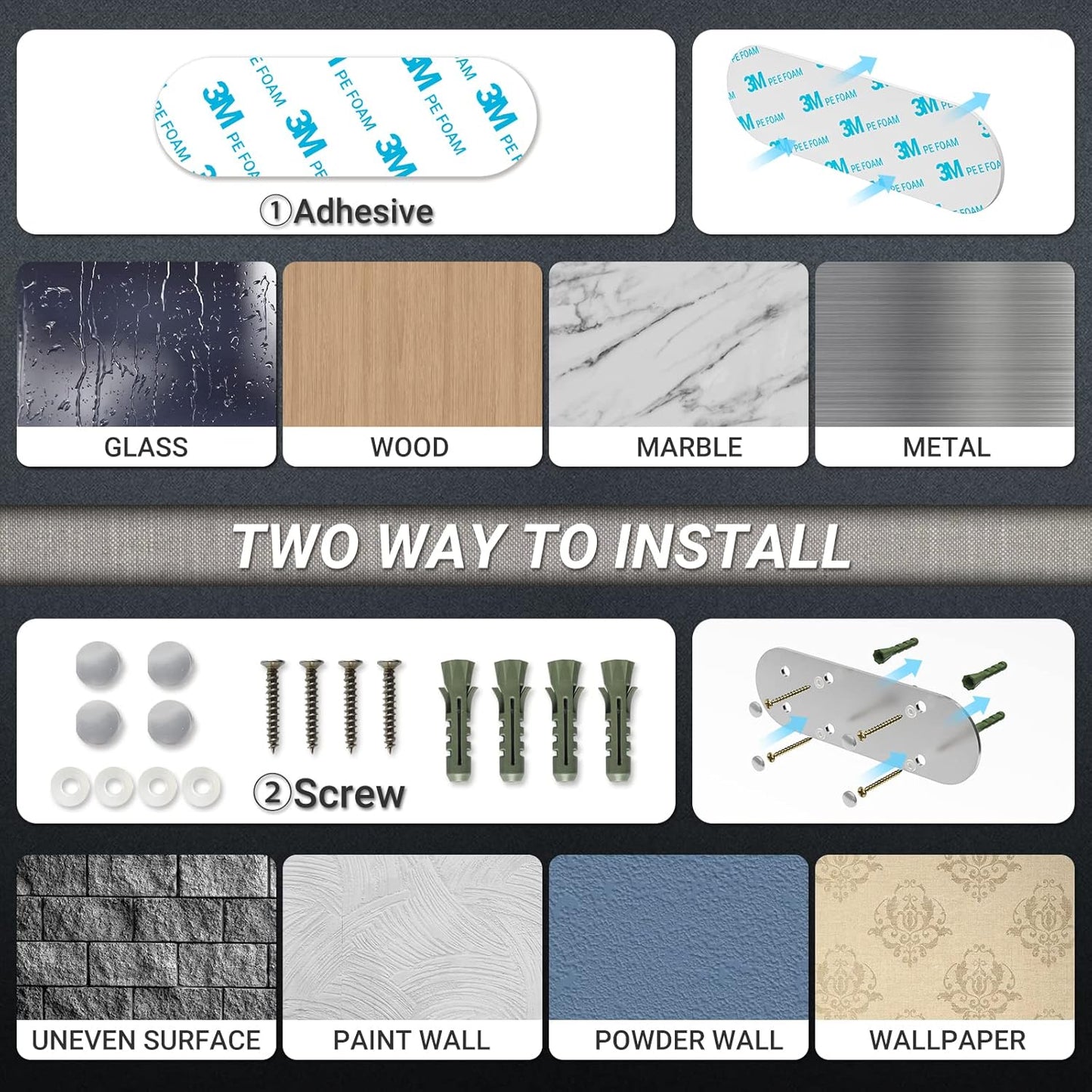 Paper Towel Holder Under Cabinet, One-Handed Tear, Wall Mount, Adhesive, Silver, Paper Roll Holder with Ratchet Mechanism for Kitchen Bathroom Farmhouse Essentials Decor Accessories