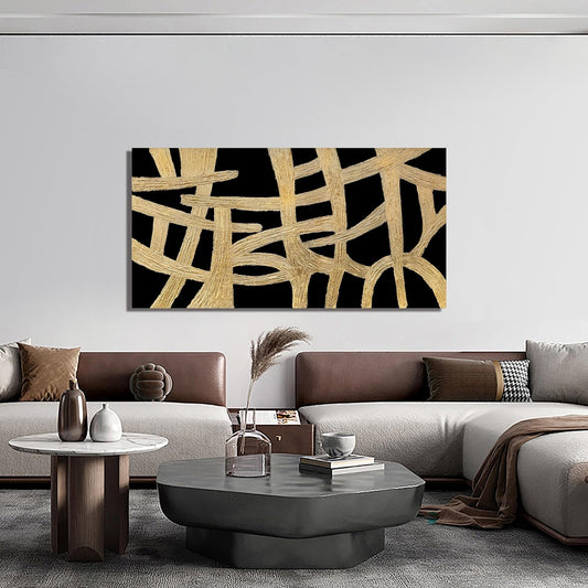 YISXINOAG Abstract Wall Art Small Size Black And Gold Wall Art Home Wall Decor Artwork Modern Canvas Art Wall Decor Painting Prints Pictures For Bedroom Office Artwork 20"X 40"