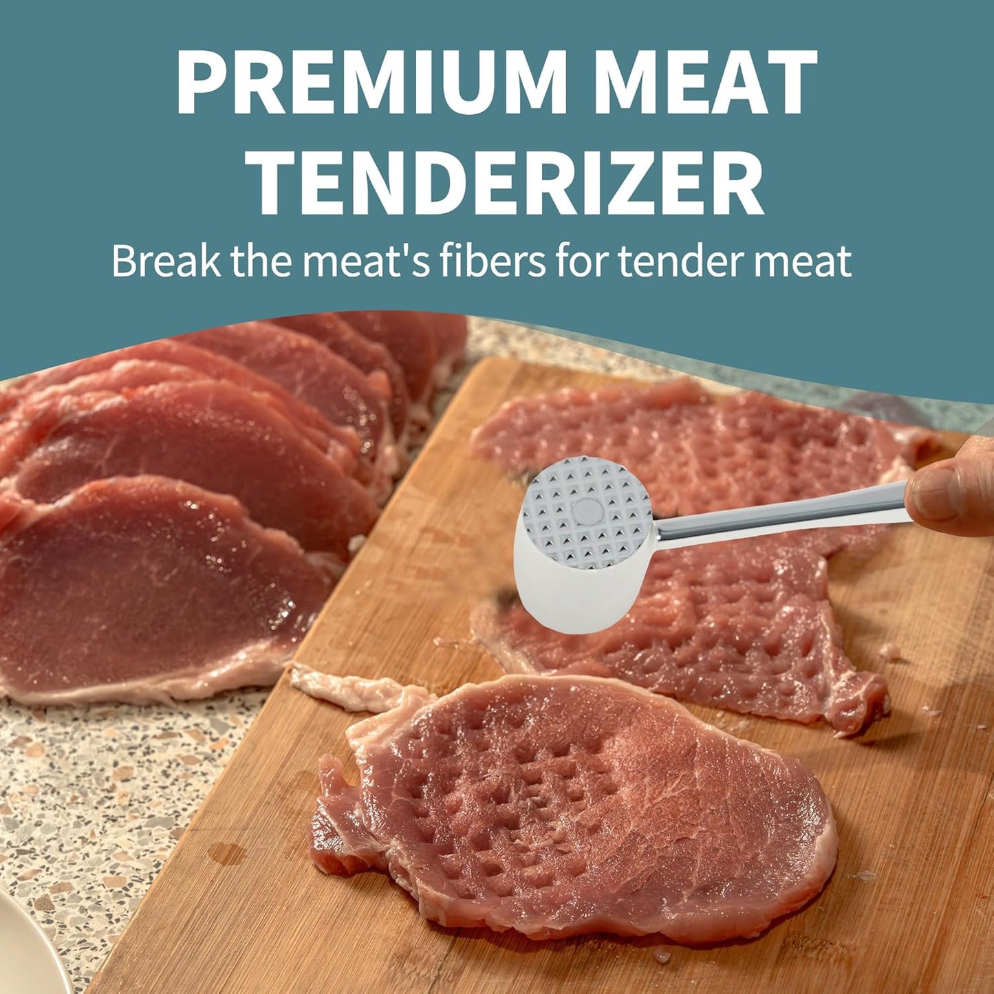 VOCOSTE Meat Tenderizer Mallet, Aluminum Alloy Kitchen Double-sided Round Meat Pounder Flattened, Meat Mallet Hammer, Steak Chicken Beef Tenderizer Tool
