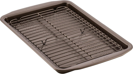 Circulon Nonstick Bakeware Set with Nonstick Cookie Sheet / Baking Sheet and Cooling Rack - 2 Piece, Chocolate Brown