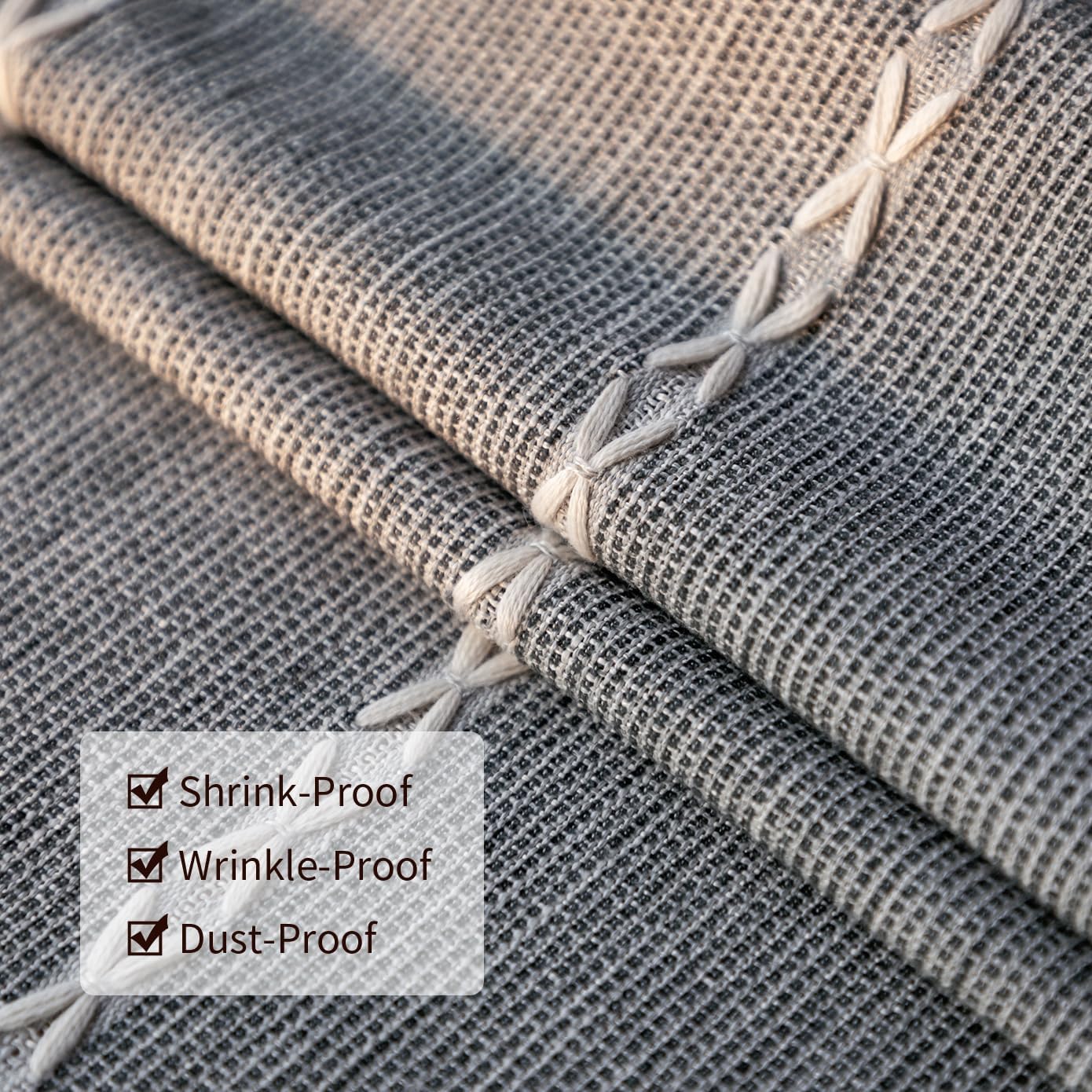 Deep Dream Tablecloth, Embroidered Waterproof Table Cloth Cotton Linen Wrinkle Free Anti-Fading Tablecloths Washable Dust-Proof Table Cover for Kitchen Dinning Party, 55 x 120 Inch - New Gray