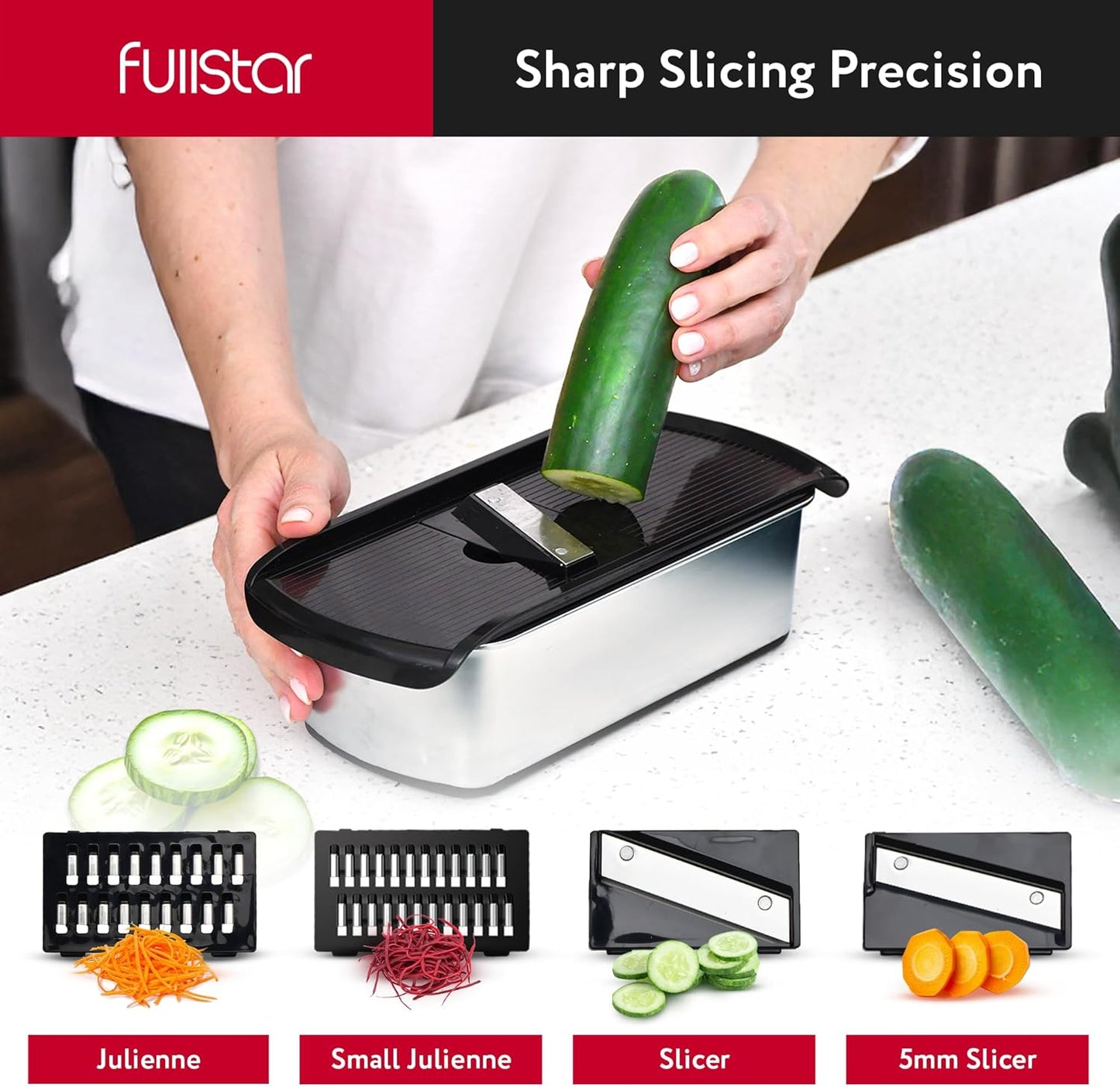 Fullstar The Original Pro Chopper - Vegetable Chopper and Spiralizer, Food Chopper with Container, Fruit Slicer, Kitchen Gadgets & Accessories, Home Essentials (14 in 1, Silver)