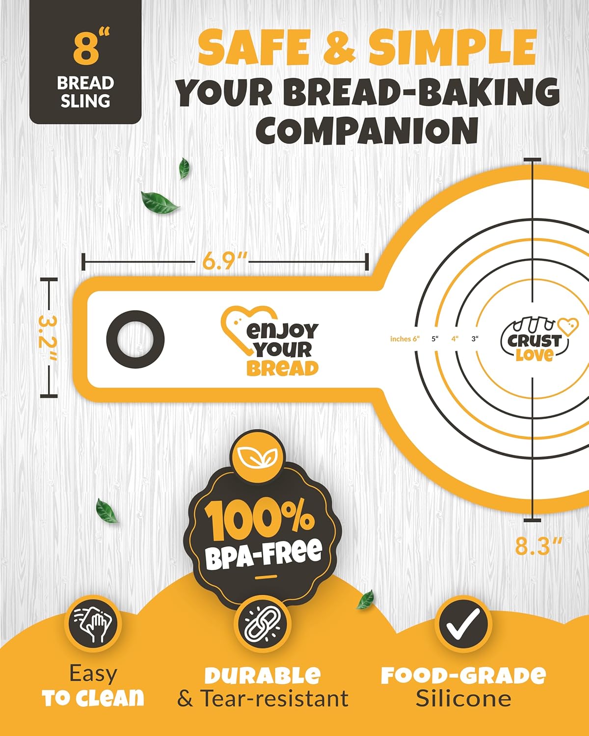 Silicone Bread Sling for Dutch Oven – Non-Stick Sourdough Sling & Baking Mat – Reusable & Easy to Clean – Heat Resistant to 480°F – Silicone Sourdough Sling for Artisan Bread Baking Supplies