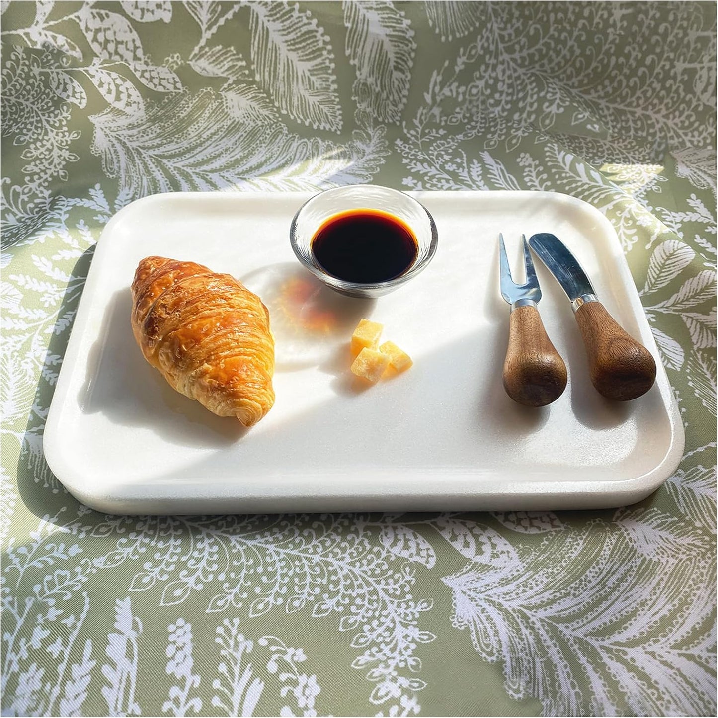 Yew & Tulip Natural Marble Vanity Tray, 12"x 8"x 0.7" Glossy White Serving Tray for Bathroom, Kitchen, Vanity, Home Decor, Wedding etc. (Polished White)