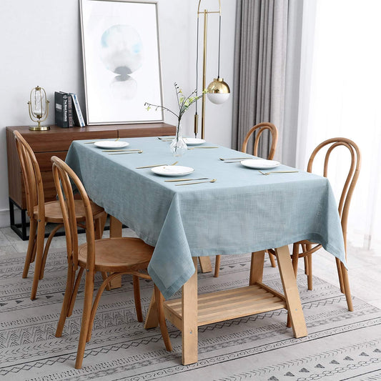 maxmill Lux Faux Linen Table Cloth with Slubby Texture Wrinkle Resistant Anti-Shrink Soft Tablecloth for Kitchen Dining Tabletop for Banquet Parties Event Dinner Rectangle 52 x 70 Inch Slate Blue
