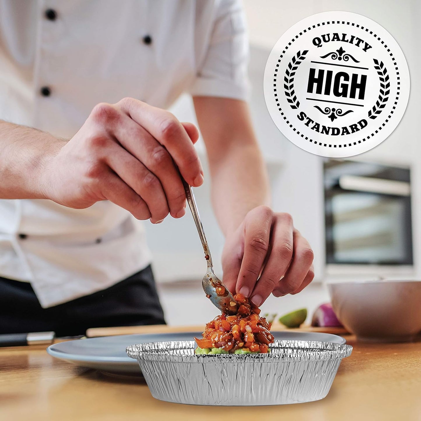 PLASTICPRO 7'' Inch Round Tin Foil Pans Disposable Aluminum, Freezer & Oven Safe - For Baking, Cooking, Storage, Roasting, & Reheating, Pack of 100