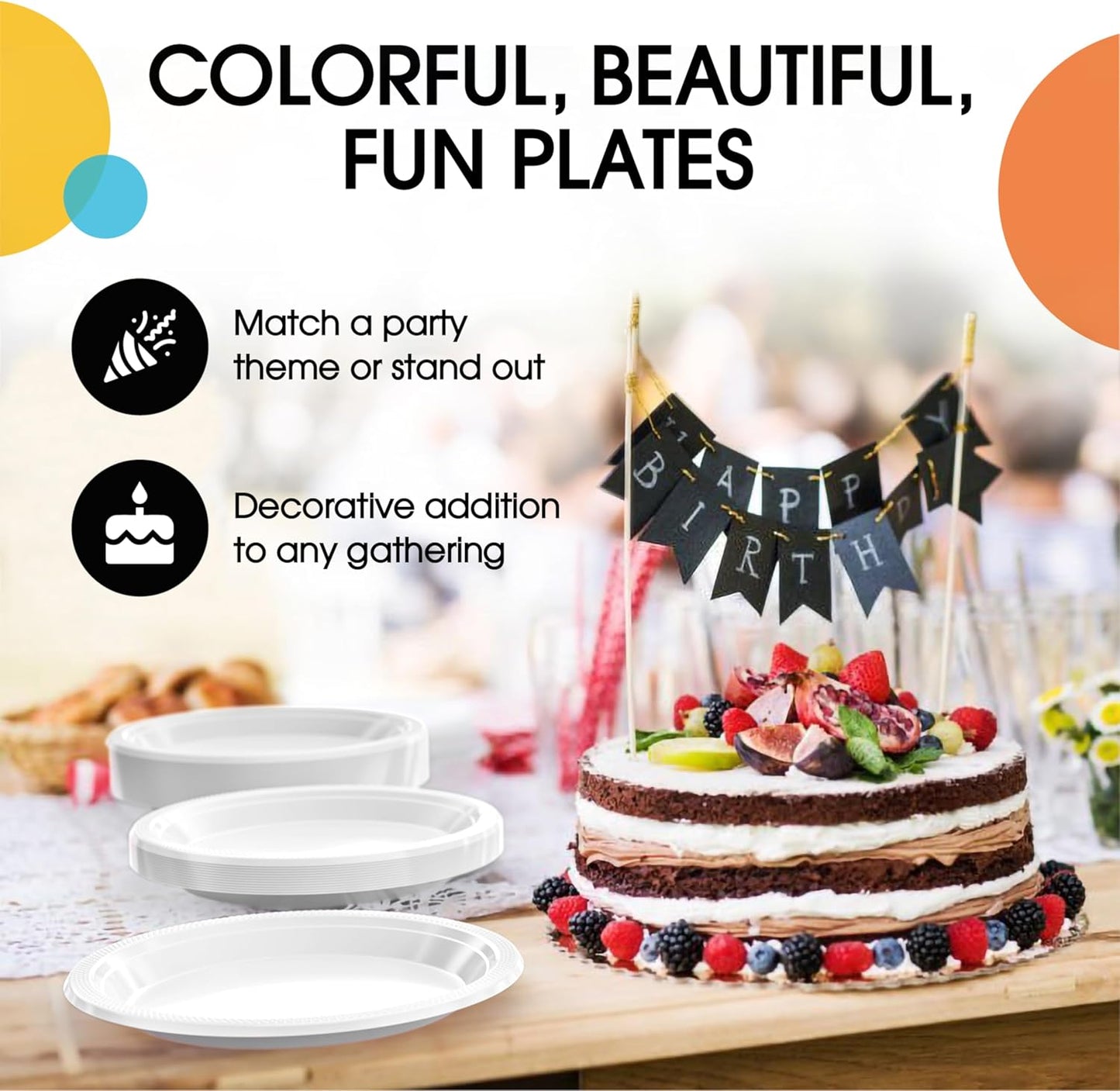 Exquisite Party Solids White Plastic Plates For Party Supplies 10" White Disposable Plates Heavy Duty 50 Pcs Plastic Dinnerware Sets Heavy Duty 350 GSM Disposable Dinnerware Set