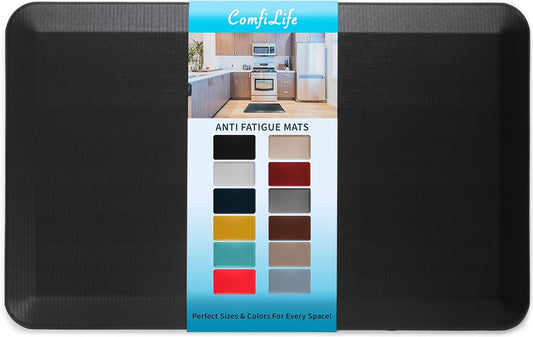 ComfiLife Anti Fatigue Floor Mat – 3/4 Inch Thick Kitchen Mats for Floor, Standing Desk Mat, Kitchen Rug – Comfort at Home, Office – Durable – Stain Resistant – Non-Slip Bottom (20" x 32", Black)