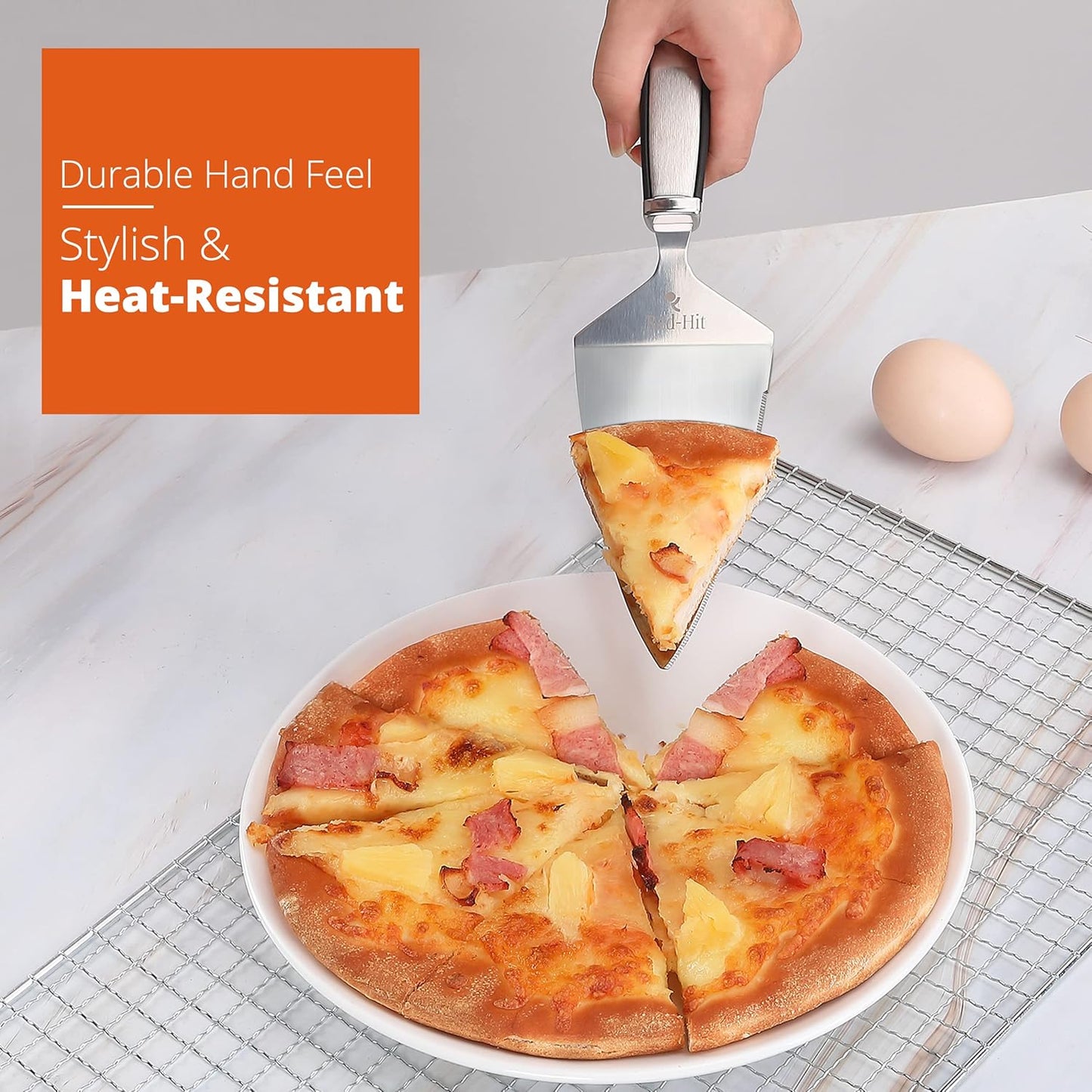 Cake Cutter and Pie Server, Stainless Steel Angled Spatula with Serrated Blade, Professional Wide Cake Cutter Slicer for Baking, Perfect for Cakes, Desserts and Brownies